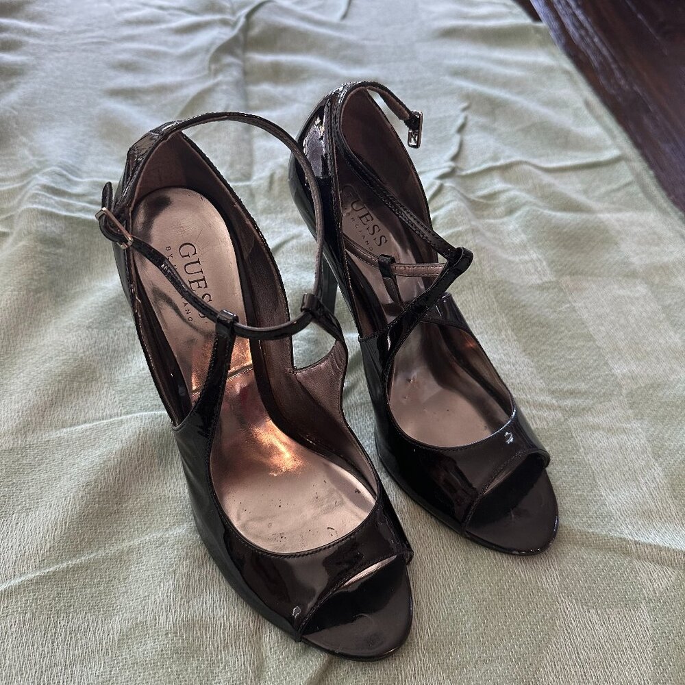 Guess Black Patent Heels Sz 6.5